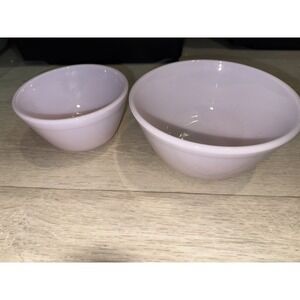 2 STUNNING PINK MILK GLASS Mixing BOWLS Md& Sm